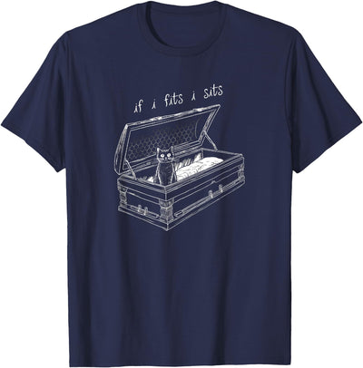 Last Gasp Graphics If I Fits I Sits Black Cat Coffin Kitty Sitting in A Casket T-Shirt