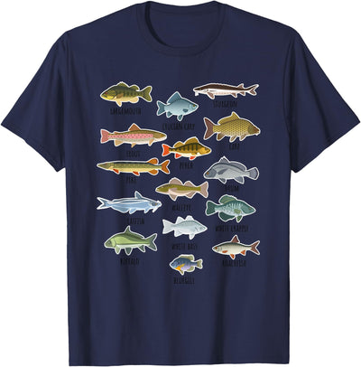 Types of Freshwater Fish Fishing T-Shirt