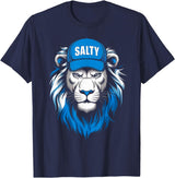 I Liked The Lions Before It Was Cool Tees Blue Lions Salty Wearing Hat Salty Cool Lions Strong Lions T-Shirt - Navy Blue