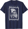 Spooky Vibes & Horror Humor Lovers Design Funny Halloween Creepy Bearded Skull Quote T-Shirt - Navy Blue