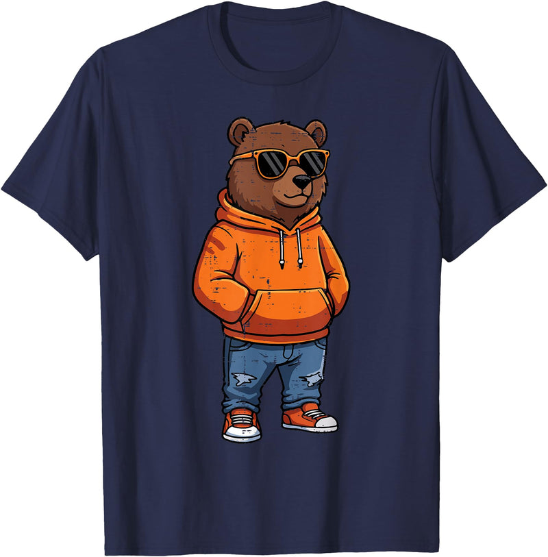 Bear Shirts For Men Women Kids Gifts Cool Bear Sunglasses Men Women Kids Boys Girls Youth Teen T-Shirt - Navy Blue