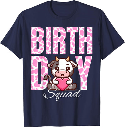 Farm Animals Pink Cow Birthday Squad Party Family Cow Farm T-Shirt