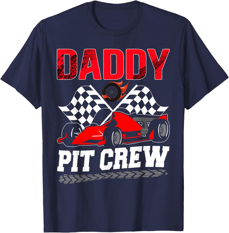 Pit Crew Birthday Boy Funny Party Family Daddy Pit Crew Racing Family Race Car Birthday Boy T-Shirt - Navy Blue