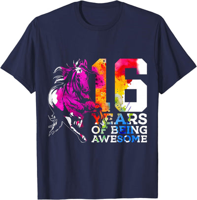 COOL HORSE DESIGNS AND OUTFITS HORSE 16 YEARS OF BEING AWESOME RIDING 16TH BIRTHDAY T-Shirt