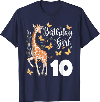 Giraffe 10th Birthday Girl 10 Years Old Giraffe Lover T-Shirt