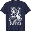 Funny Just a Girl Who Loves Bunnies Cute Rabbit Lover T-Shirt in Navy Blue