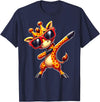 Funny Giraffe Lover Dabbing Giraffe with Sunglasses T-Shirt - Navy Blue