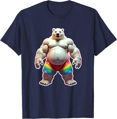 "I Love Bears" Fun Gay Pride Vintage Rainbow T-Shirt