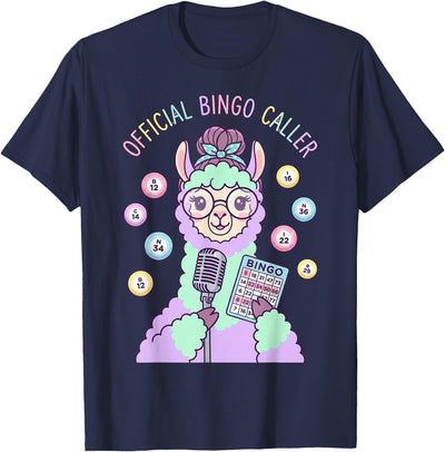 Cute Bingo Caller Activity Staff Gear Official Bingo Caller Llama Funny Activity Director Alpaca T-Shirt