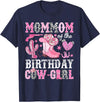 Pink Western Cowgirl Bday Party Family Matching Mommom Of The Birthday Cow-Girl Rodeo Cowgirl Bday T-Shirt - Navy Blue