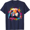 Cute Holland Lop Rabbit Lover Colorful Splash Art T-Shirt in Navy Blue