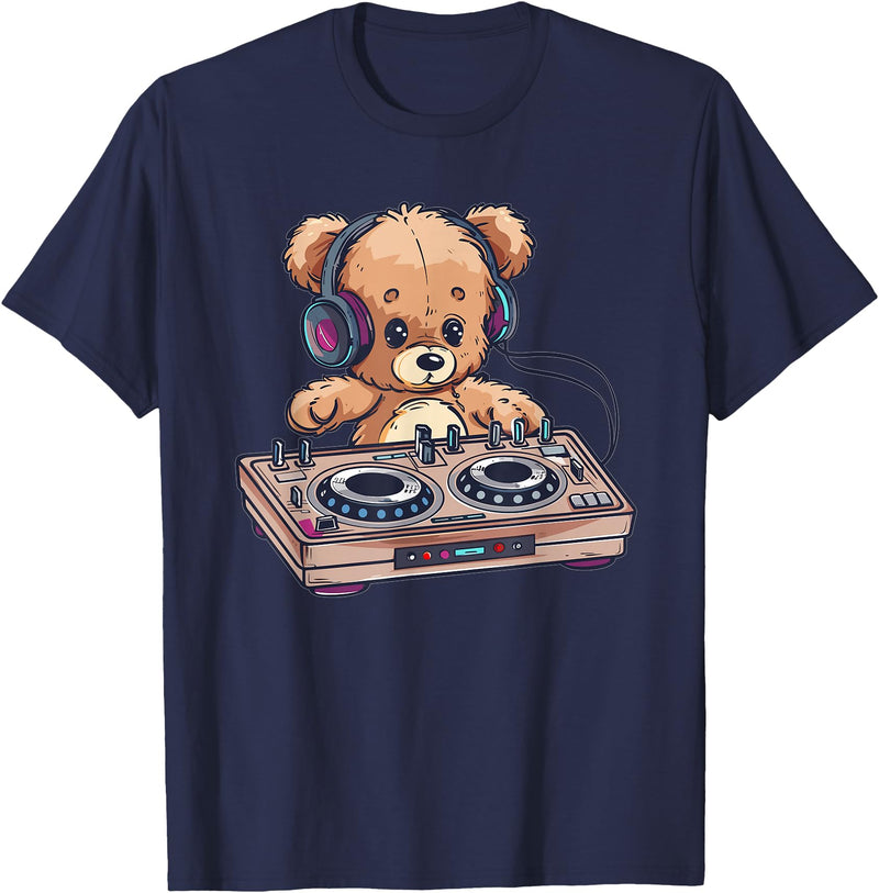 Colorful Teddy Art I Kids Teddy Bear Cute Teddy DJ T-Shirt - Navy Blue
