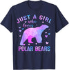 Just A Girl Who Loves Polar Bear Gifts Outfit Colorful Just A Girl Who Loves Polar Bears Women Girls T-Shirt - Navy Blue