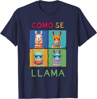 Como se LLAMA Shirts Funny Como Se LLAMA Animal for LLAMA Lovers T-Shirt - Navy Blue