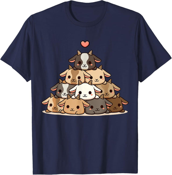 Goat Cute Anime Kawaii T-Shirt - Navy Blue