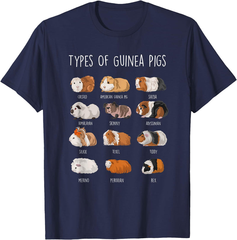 Funny Guinea Pig Sayings Design Shop Guinea Pig Types Of Guinea Pigs T-Shirt - Navy Blue