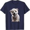Just Sweet Designs Cute Polar Bear Cub | Polar Bear Lovers T-Shirt - Navy Blue