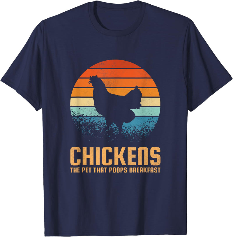 Womens Ranch Farming Farmer Gifts For Men Chickens the pet that poops breakfast T-Shirt - Navy Blue