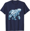 Arctic Polar Bear Mountain Waterfall Nature Arctic Polar Bear Forest Waterfall Landscape T-Shirt - Navy Blue