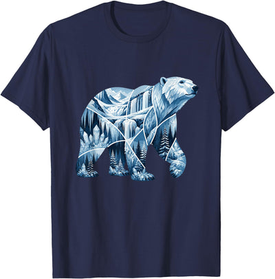 Arctic Polar Bear Forest Waterfall Landscape T-Shirt