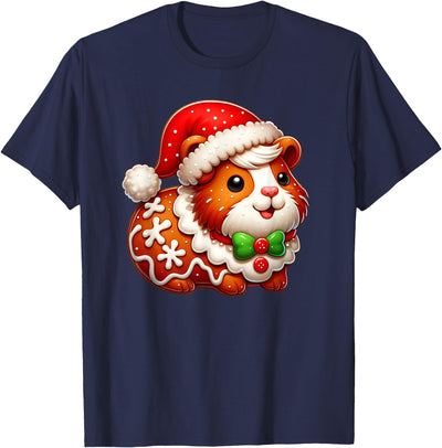 Funny Gingerbread Man Guinea Pig Christmas Womens Mens Kids T-Shirt