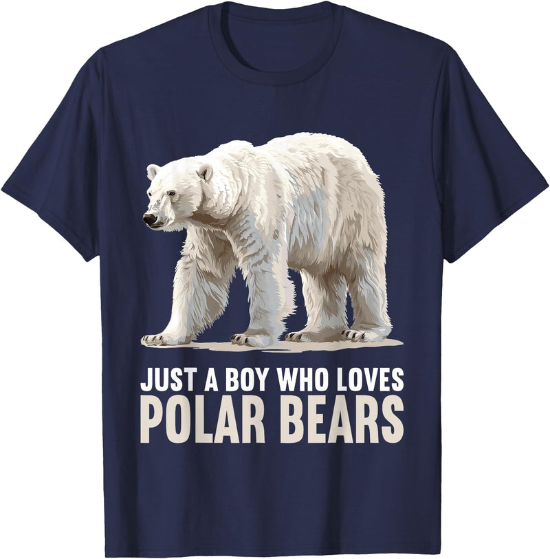 Polar Bears Polar Bear Lovers Shop Just a Boy who loves Polar Bears Polar Bear T-Shirt - Navy Blue