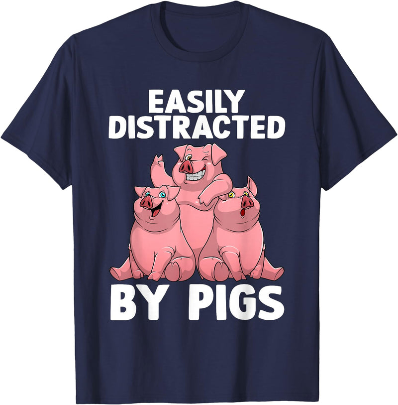 Pig Gift Pig Lover Stuff & Pig Novelty Accessories Funny Pig Design For Men Women Kids Farm Animal Pig Lovers T-Shirt - Navy Blue