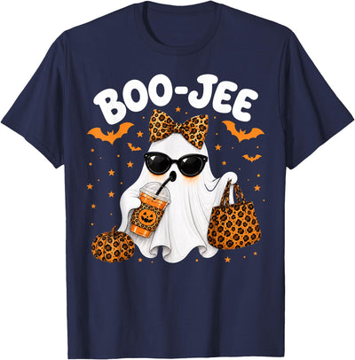 Halloween Boo Jee Leopard Ghost Coffee Pumpkin Spice Women T-Shirt