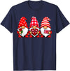 Three Gnome Crew Family Outfit Gnomes Love Valentine's Day Buffalo Leopard Heart Women Men T-Shirt - Navy Blue
