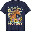 Funny Horse Lover Just A Girl Who Loves Horses T-Shirt - Navy Blue