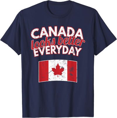 Cold North Canada Flag Apparel Co. Canada Looks Better Everyday Design Funny Canadian Flag T-Shirt