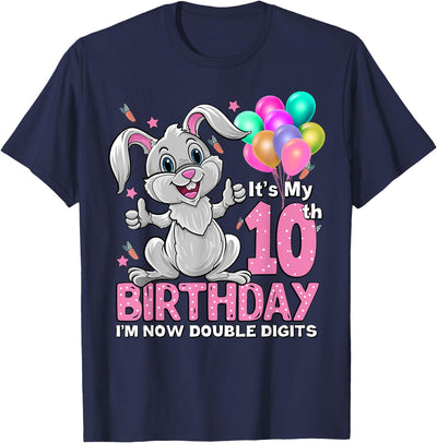 10th Birthday Cartoon Bunny Balloons Tee