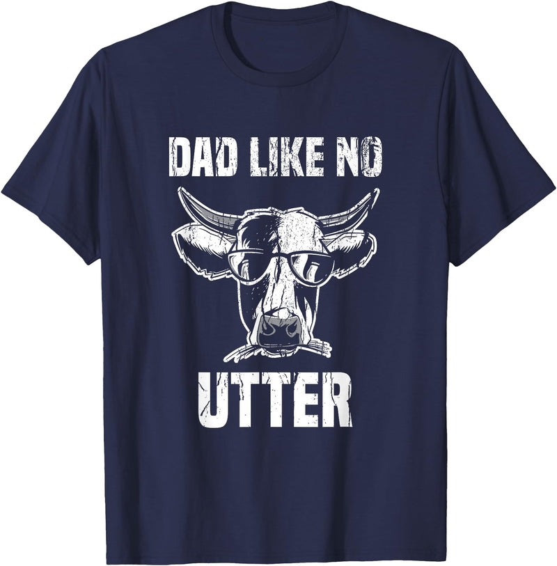 Lustige Kühe Bauernhof Papa Farming Leben Kuh Papa wie Keine Utter Funny Father's Day Animal Word Game T-Shirt - Navy Blue