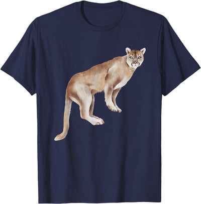 Watercolour Mountain Lion Animal Art Nature Wildlife Art T-Shirt