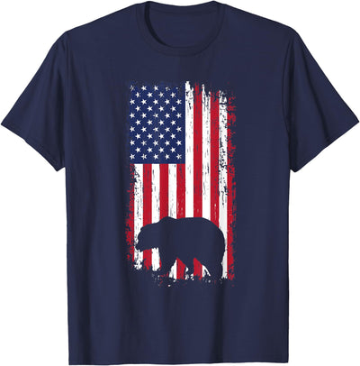Bear Hunting American USA Flag gift for Women Men T-Shirt