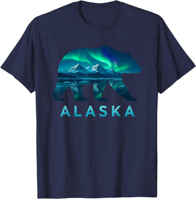 Alaska Grizzly Bear Aurora Borealis Travel Souvenir T-Shirt
