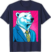 Pop Art Graphic Designs Co. Pop Art Polar Bear in Business Suit T-Shirt - Navy Blue