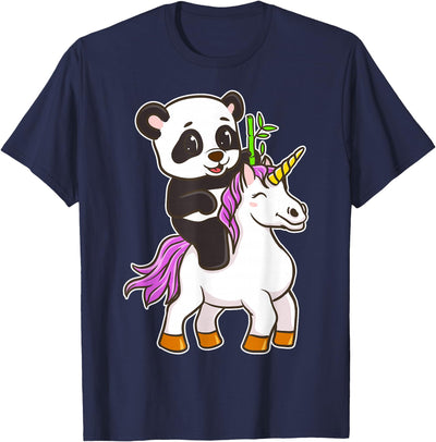 Panda Riding Unicorn Cute Magical Animals T-Shirt