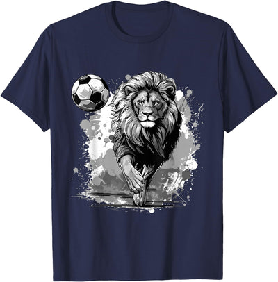 Lion Playing Soccer Sports Team Animal T-Shirt