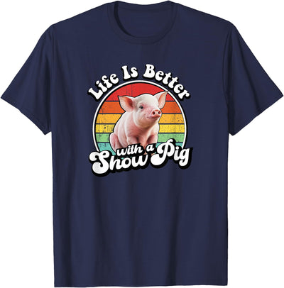 Mens Womens Retro Vintage Life Is Better Cute Show Pig Lover Hoodie