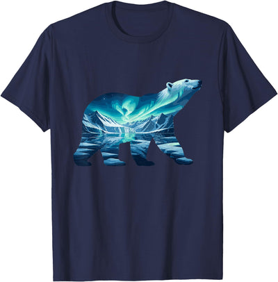 Northern Lights Polar Bear Arctic Landscape T-Shirt