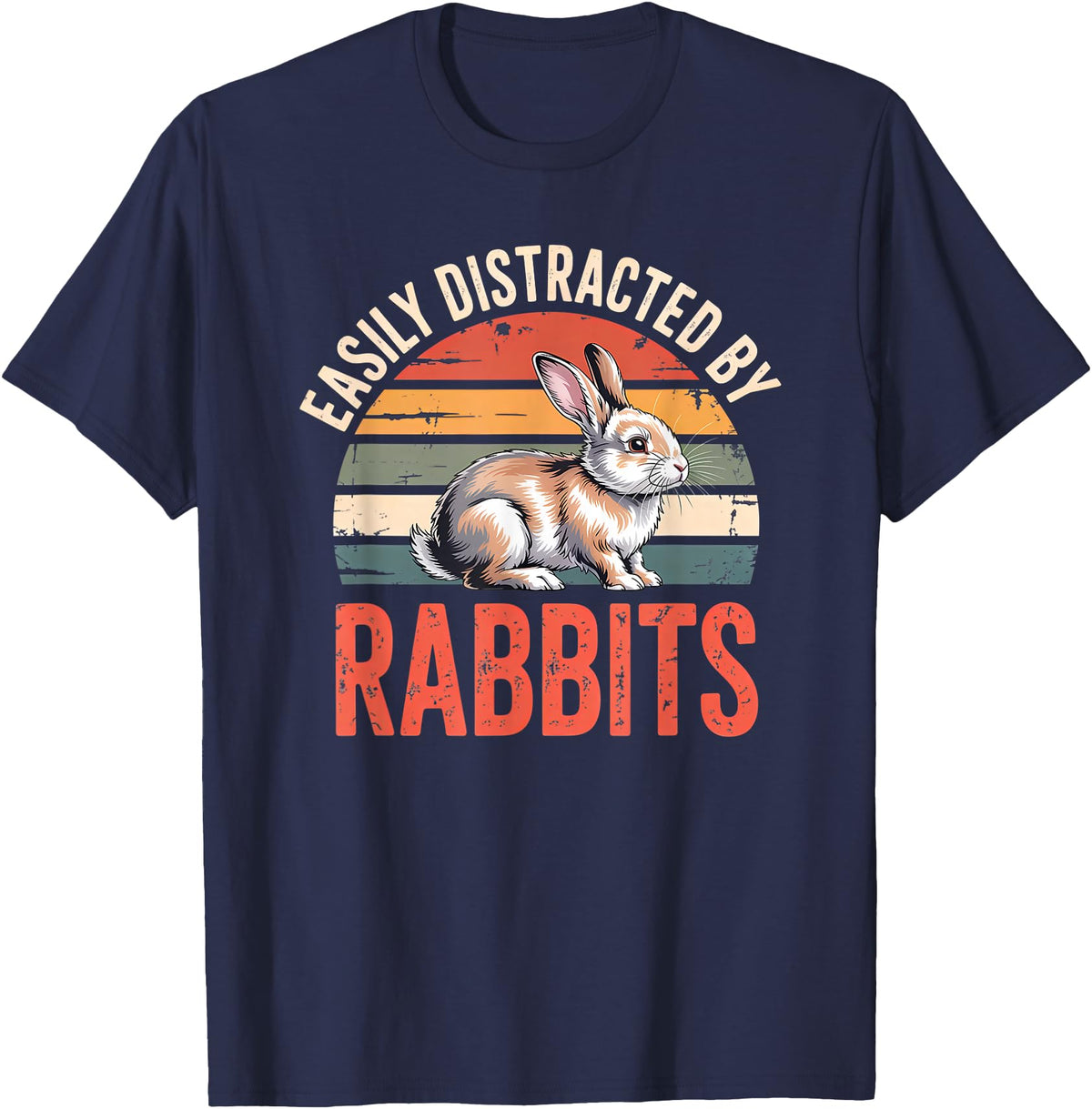 Cute Rabbit Lover Bunny Graphic T-Shirt in Navy Blue