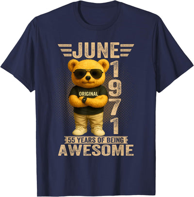 55 Year Old June 1971 Teddy Bear 55th Birthday Men Women T-Shirt
