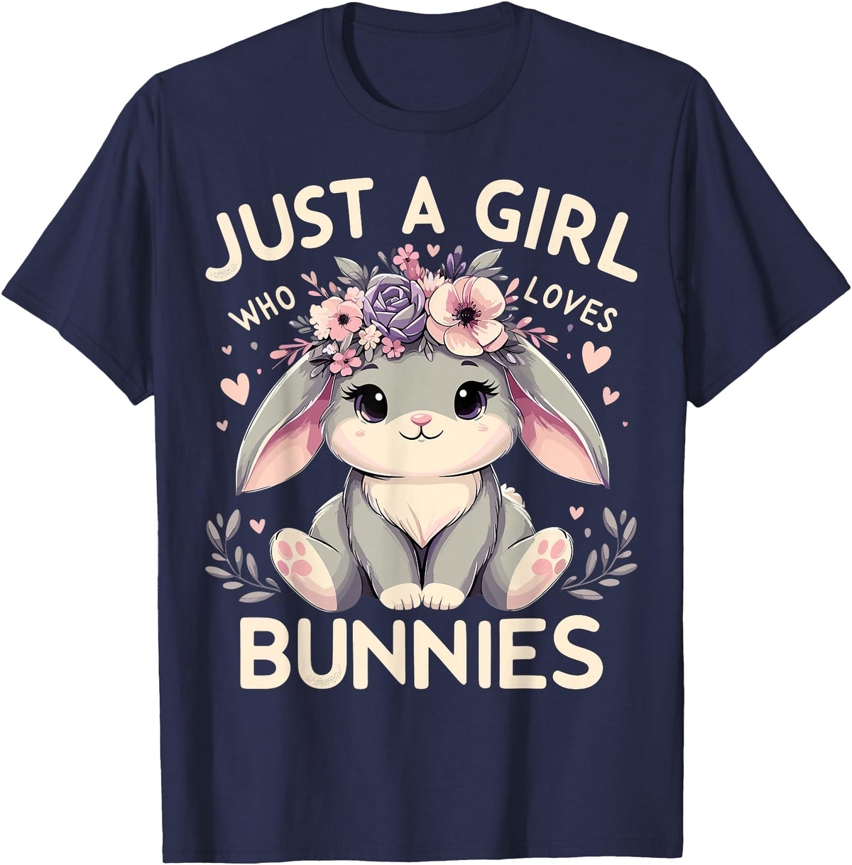 Just a Girl Who Loves Bunnies T-Shirt in Navy Blue