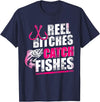 Reel Bitches catch fishes tee Reel Bitches Catch Fishes Funny Fishing T-Shirt - Navy Blue