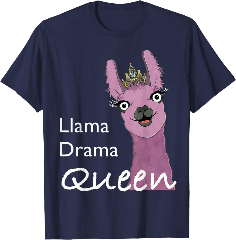 The Packing Llamas Llama drama queen T-Shirt - Navy Blue