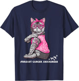 Nad-In October We Wear Pink Funny Cat Pink Ribbon In October We Wear Pink Breast Cancer T-Shirt