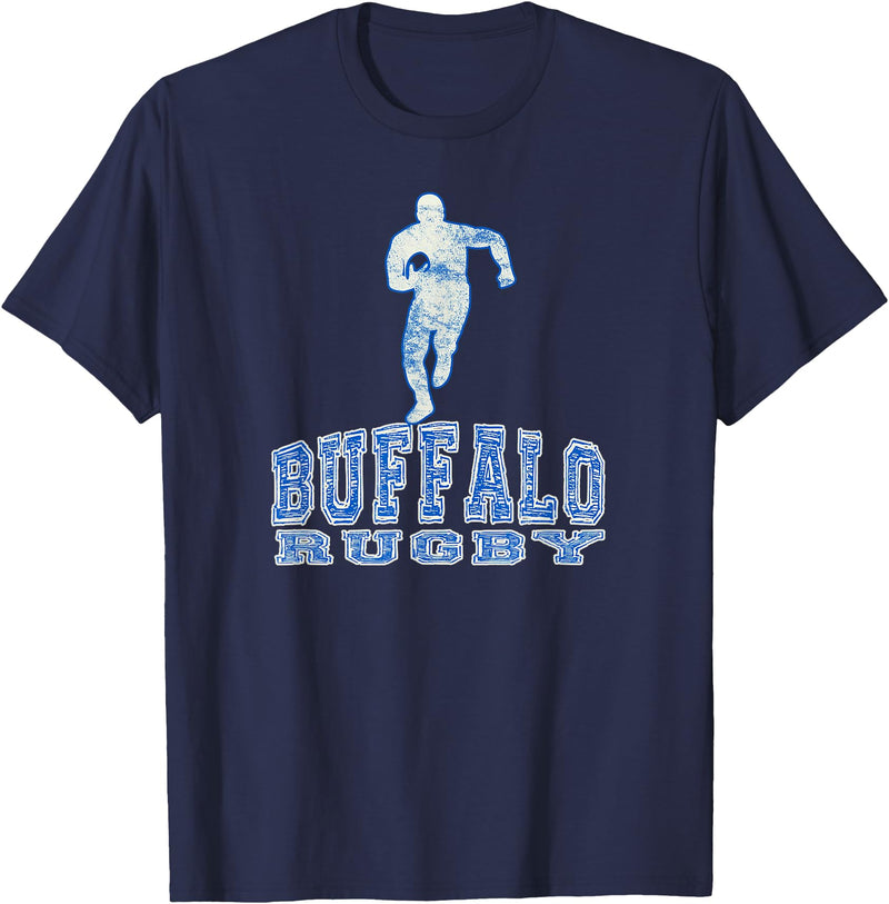 Vintage Buffalo Rugby Merch Vintage Buffalo Rugby with Rugby Player T-Shirt - Navy Blue