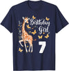 Giraffe Birthday Party by LazyPanda Giraffe 7th Birthday Girl 7 Years Old Giraffe Lover T-Shirt - Navy Blue