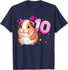 Birthday Girl by Content Design Studio 10th Birthday Girl 10 Years, Guinea Pig and Big Number 10 T-Shirt - Navy Blue